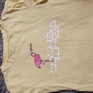 Yellow flamingo hopscotch tee